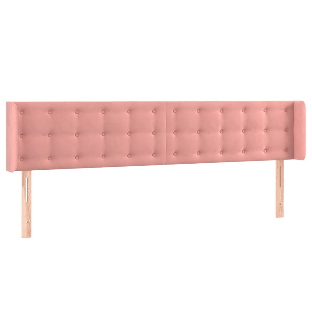 sengegavl med LED-lys 163x16x78/88 cm fløjl lyserød
