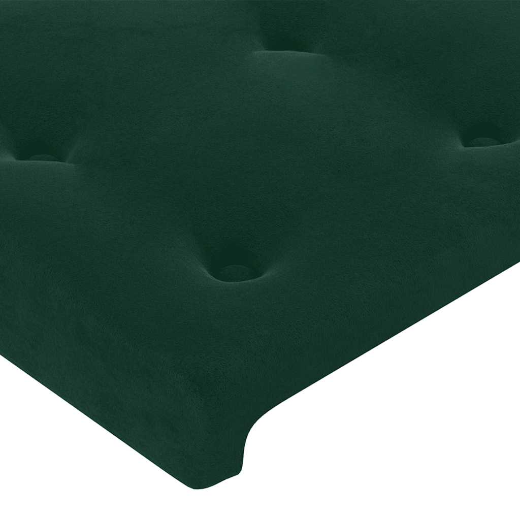 sengegavl med LED-lys 183x16x78/88 cm fløjl mørkegrøn
