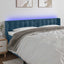 sengegavl med LED-lys 203x16x78/88 cm fløjl mørkeblå