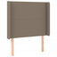 sengegavl med LED-lys 83x16x118/128 cm stof gråbrun