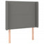 sengegavl med LED-lys 103x16x118/128 cm stof mørkegrå