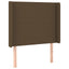 sengegavl med LED-lys 103x16x118/128 cm stof mørkebrun