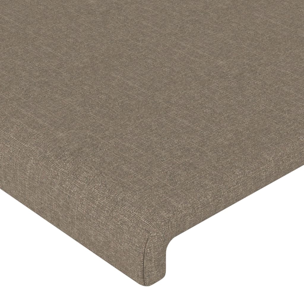 sengegavl med LED-lys 103x16x118/128 cm stof gråbrun