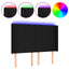 sengegavl med LED-lys 147x16x118/128 cm stof sort