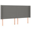 sengegavl med LED-lys 163x16x118/128 cm stof mørkegrå
