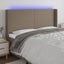 sengegavl med LED-lys 183x16x118/128 cm stof gråbrun