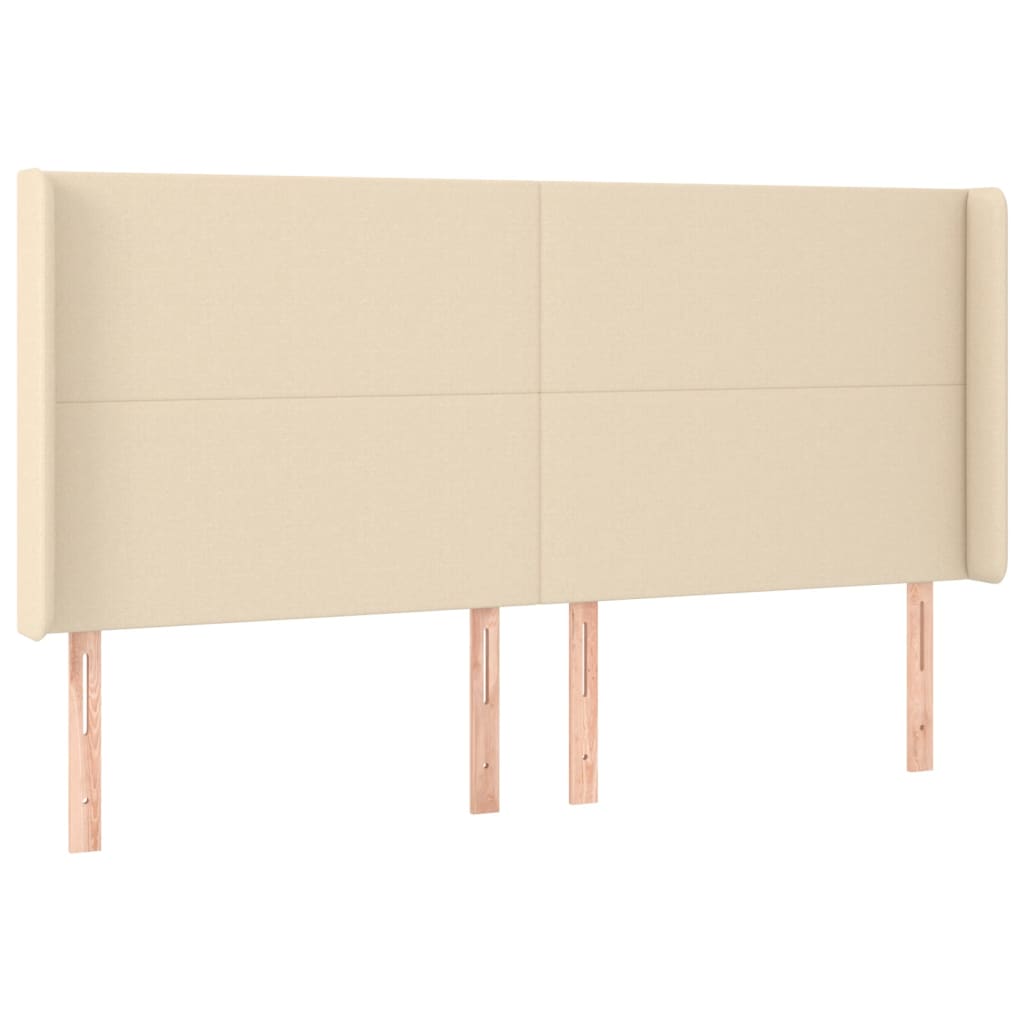 sengegavl med LED-lys 183x16x118/128 cm stof cremefarvet