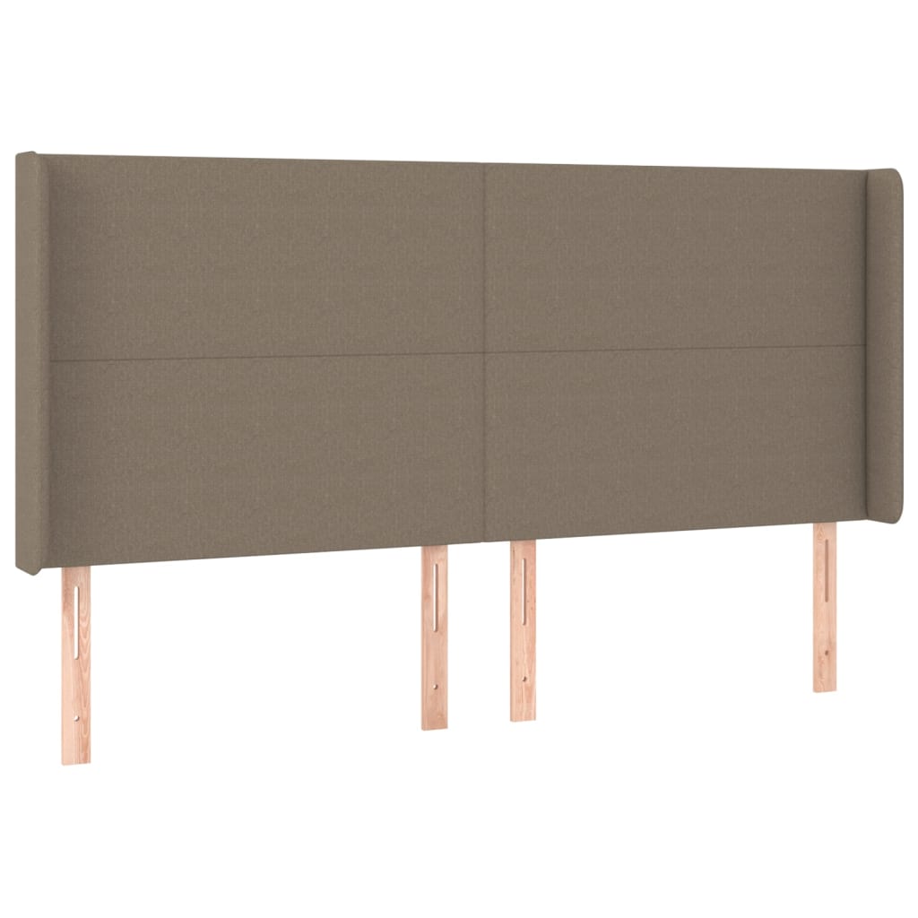 sengegavl med LED-lys 203x16x118/128 cm stof gråbrun