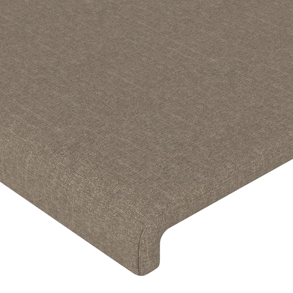 sengegavl med LED-lys 203x16x118/128 cm stof gråbrun