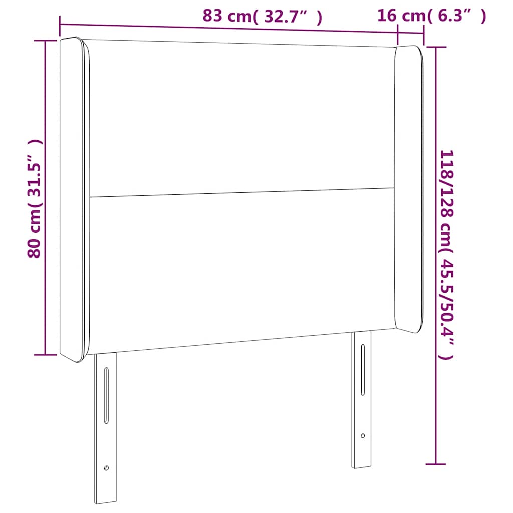 sengegavl med LED-lys 83x16x118/128 cm fløjl mørkegrøn