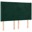 sengegavl med LED-lys 147x16x118/128 cm fløjl mørkegrøn