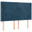 sengegavl med LED-lys 147x16x118/128 cm fløjl mørkeblå
