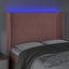 sengegavl med LED-lys 147x16x118/128 cm fløjl lyserød
