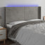 sengegavl med LED-lys 183x16x118/128 cm fløjl lysegrå