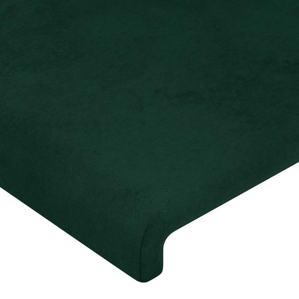 sengegavl med LED-lys 183x16x118/128 cm fløjl mørkegrøn