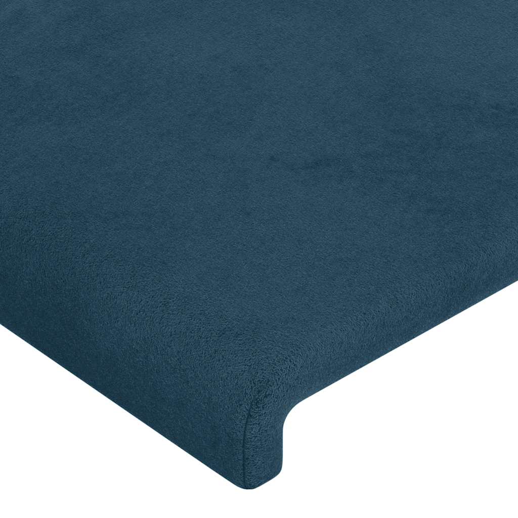 sengegavl med LED-lys 183x16x118/128 cm fløjl mørkeblå