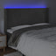 sengegavl med LED-lys 203x16x118/128 cm fløjl mørkegrå