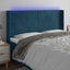 sengegavl med LED-lys 203x16x118/128 cm fløjl mørkeblå