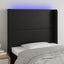 sengegavl med LED-lys 83x16x118/128 cm kunstlæder sort
