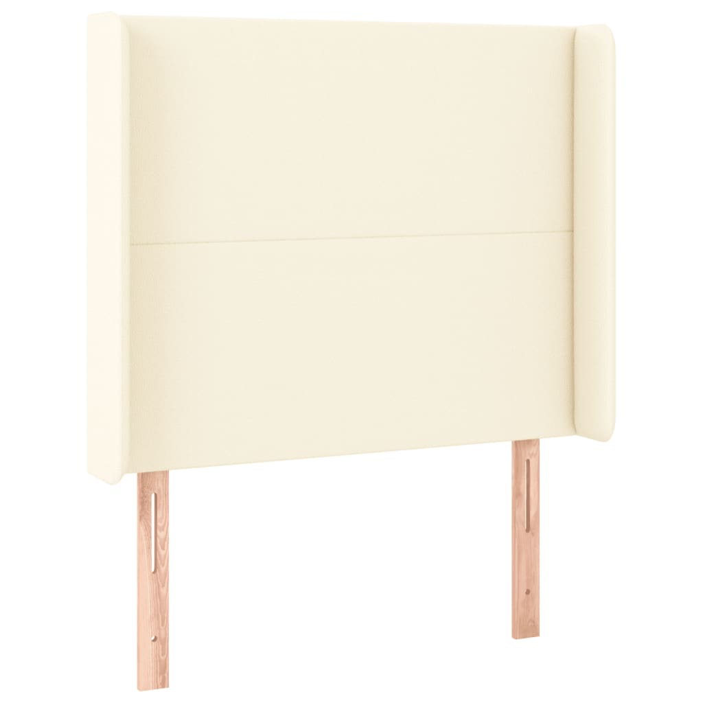 sengegavl med LED-lys 83x16x118/128 cm kunstlæder cremefarvet
