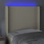 sengegavl med LED-lys 83x16x118/128 cm kunstlæder cremefarvet
