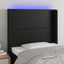 sengegavl med LED-lys 93x16x118/128 cm kunstlæder sort