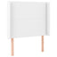 sengegavl med LED-lys 93x16x118/128 cm kunstlæder hvid