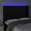 sengegavl med LED-lys 147x16x118/128 cm kunstlæder sort