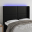 sengegavl med LED-lys 147x16x118/128 cm kunstlæder sort