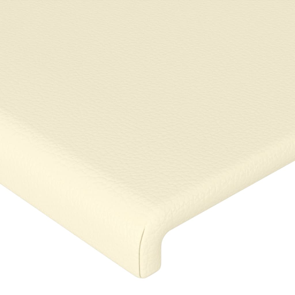 sengegavl med LED-lys 163x16x118/128 cm kunstlæder cremefarvet