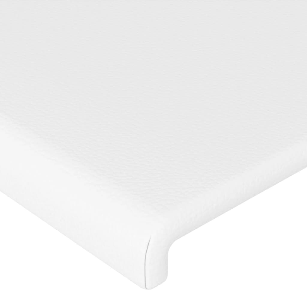 sengegavl med LED-lys 183x16x118/128 cm kunstlæder hvid