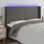 sengegavl med LED-lys 183x16x118/128 cm kunstlæder grå
