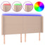 sengegavl med LED-lys 183x16x118/128 cm kunstlæder cappuccino