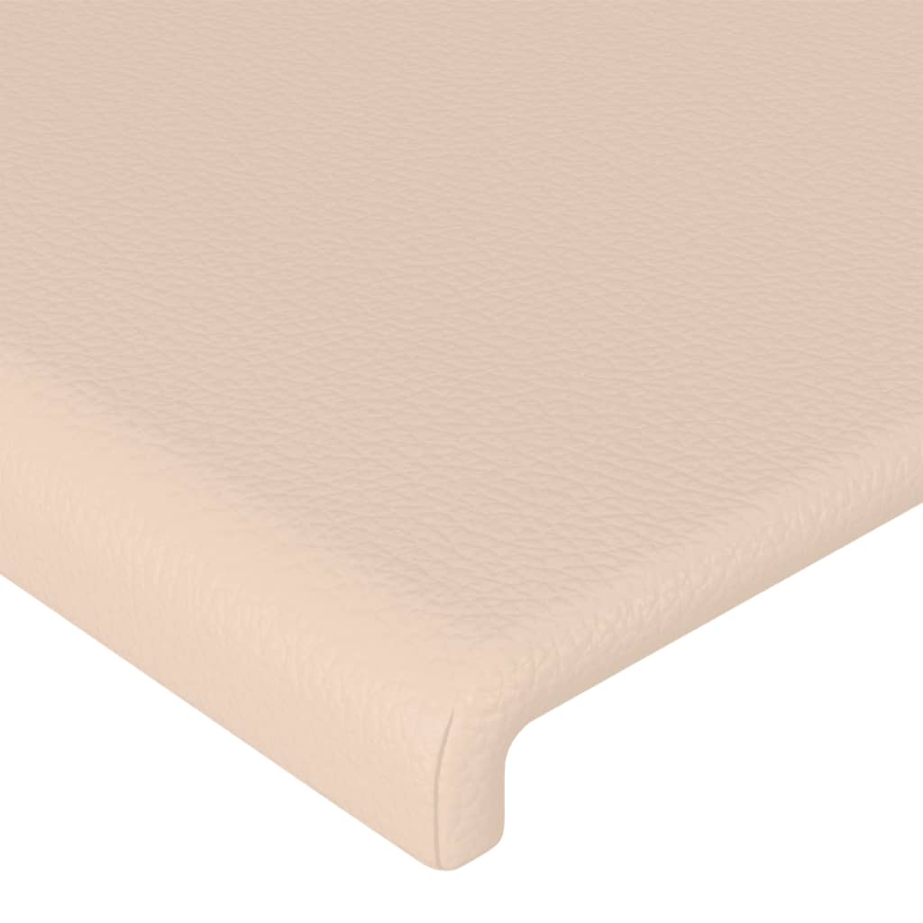 sengegavl med LED-lys 183x16x118/128 cm kunstlæder cappuccino