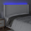 sengegavl med LED-lys 203x16x118/128 cm kunstlæder hvid