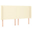 sengegavl med LED-lys 203x16x118/128 cm kunstlæder cremefarvet