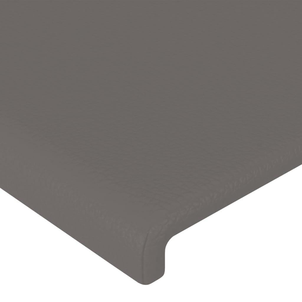sengegavl med LED-lys 203x16x118/128 cm kunstlæder grå