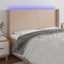 sengegavl med LED-lys 203x16x118/128 cm kunstlæder cappuccino