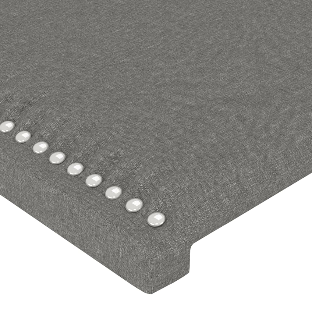 sengegavl med LED-lys 93x16x118/128 cm stof mørkegrå
