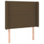 sengegavl med LED-lys 93x16x118/128 cm stof mørkebrun