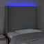 sengegavl med LED-lys 103x16x118/128 cm stof lysegrå