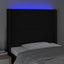 sengegavl med LED-lys 103x16x118/128 cm stof sort