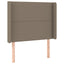 sengegavl med LED-lys 103x16x118/128 cm stof gråbrun