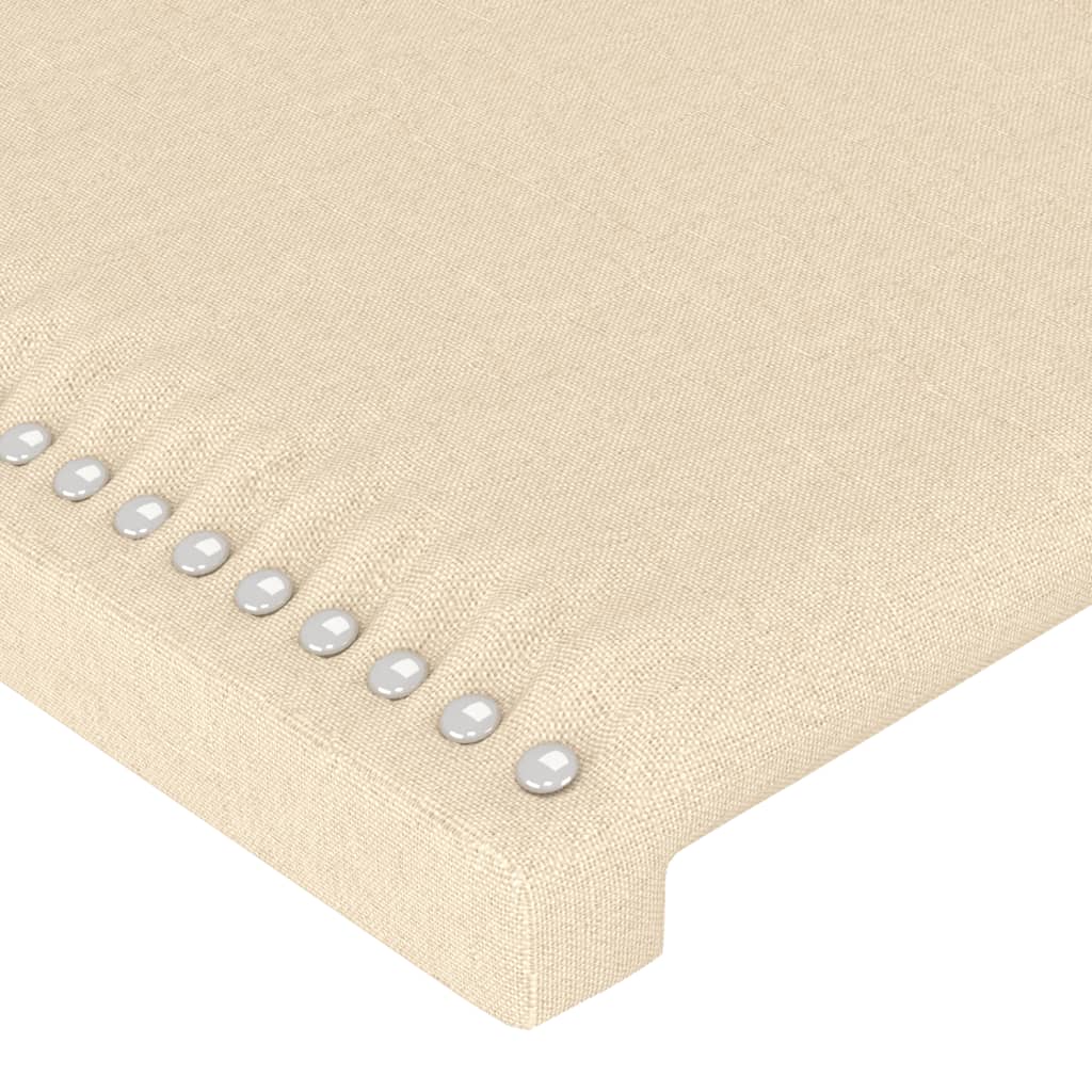 sengegavl med LED-lys 103x16x118/128 cm stof cremefarvet