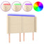 sengegavl med LED-lys 147x16x118/128 cm stof cremefarvet