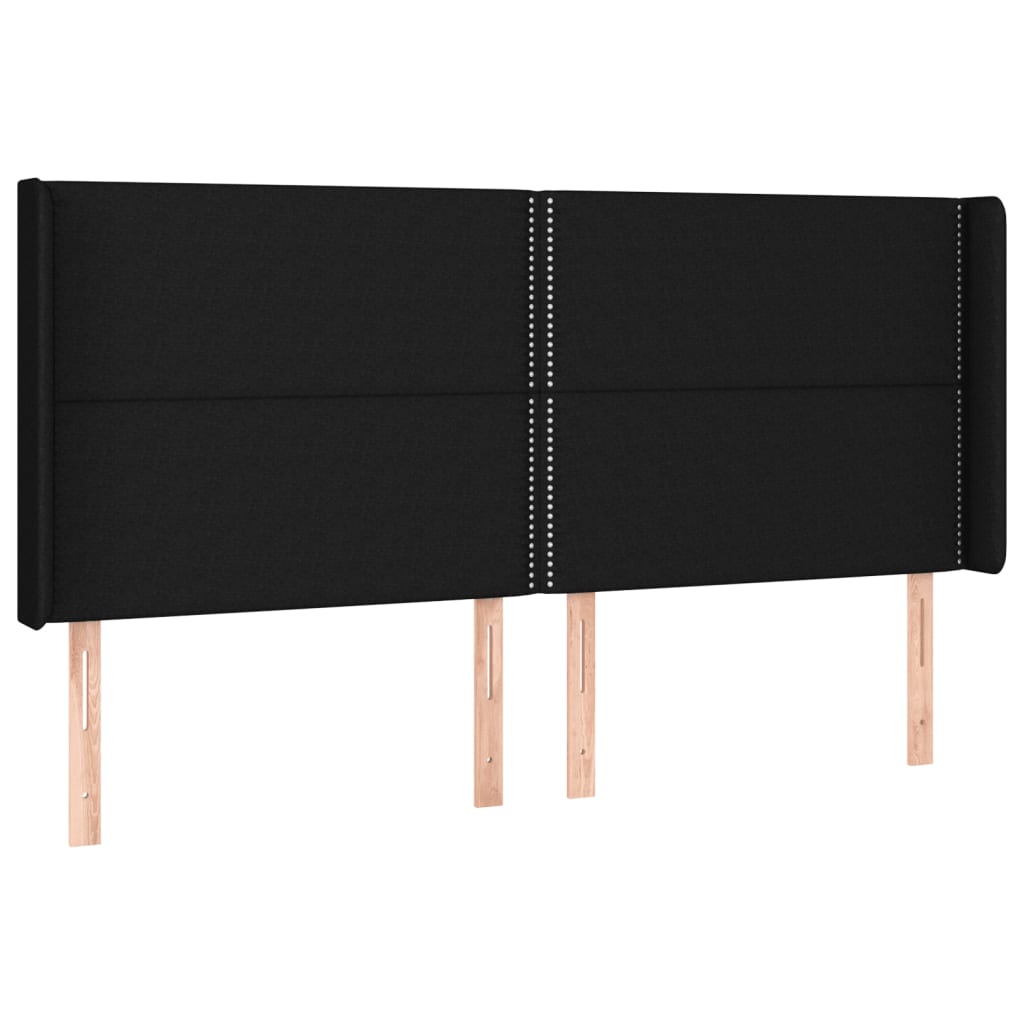 sengegavl med LED-lys 163x16x118/128 cm stof sort