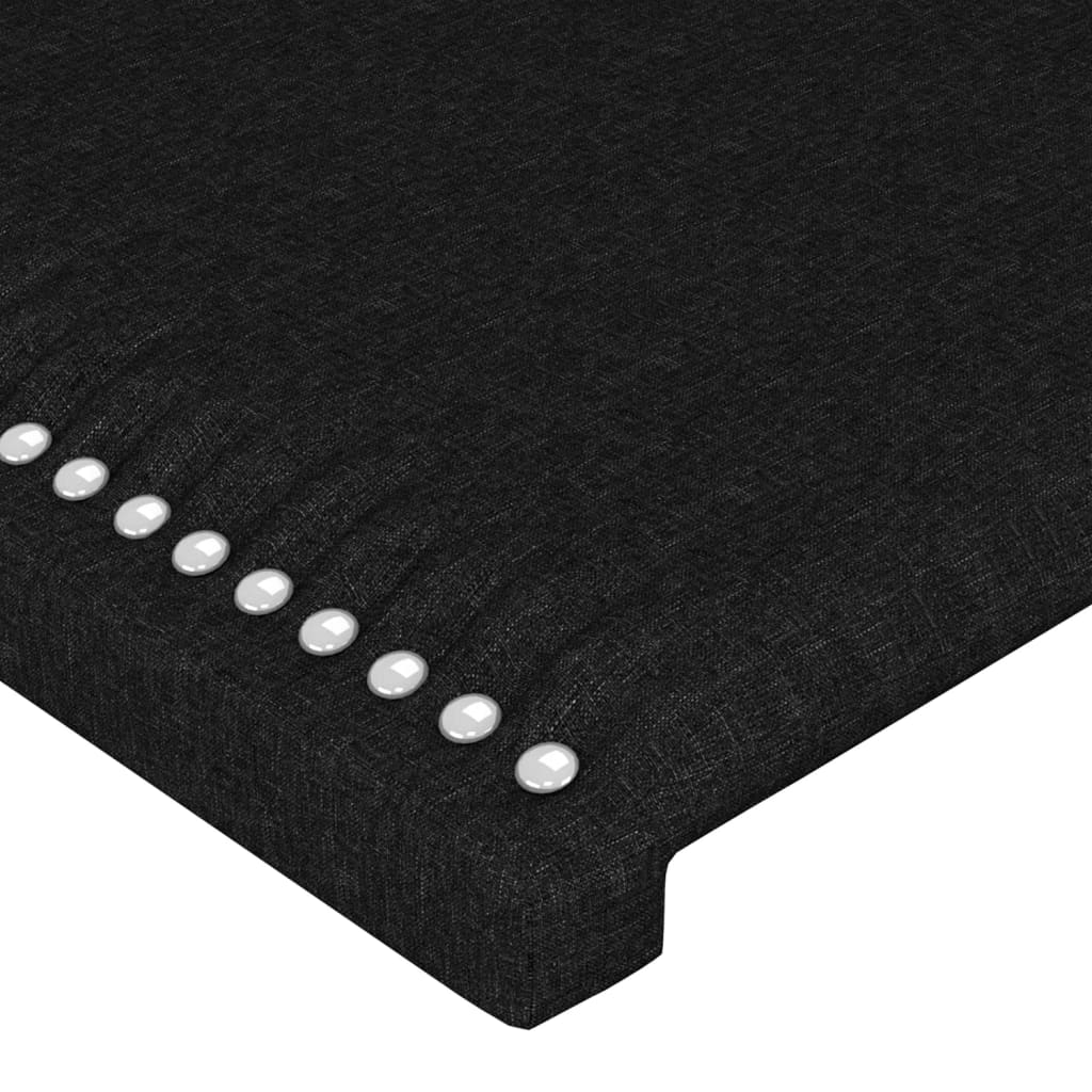 sengegavl med LED-lys 163x16x118/128 cm stof sort
