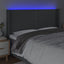 sengegavl med LED-lys 183x16x118/128 cm stof mørkegrå