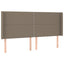 sengegavl med LED-lys 183x16x118/128 cm stof gråbrun