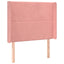 sengegavl med LED-lys 83x16x118/128 cm fløjl lyserød